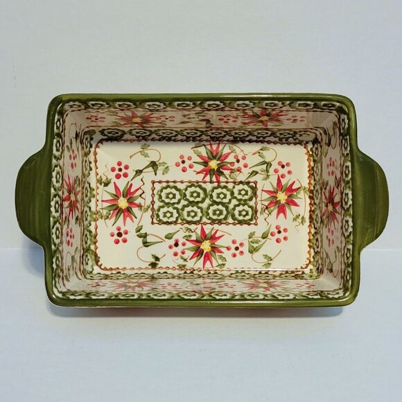 Temp-tations Ovenware by Tara Old World Green 1.5 qt Loaf Pan Trivet Lid Rack - Picture 8 of 13